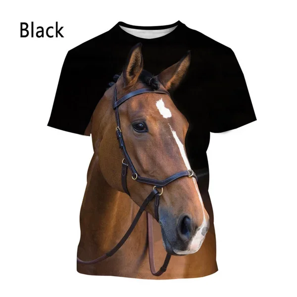 Летняя модная мужская и женская футболка в стиле Харадзюку С 3D-принтом лошадей