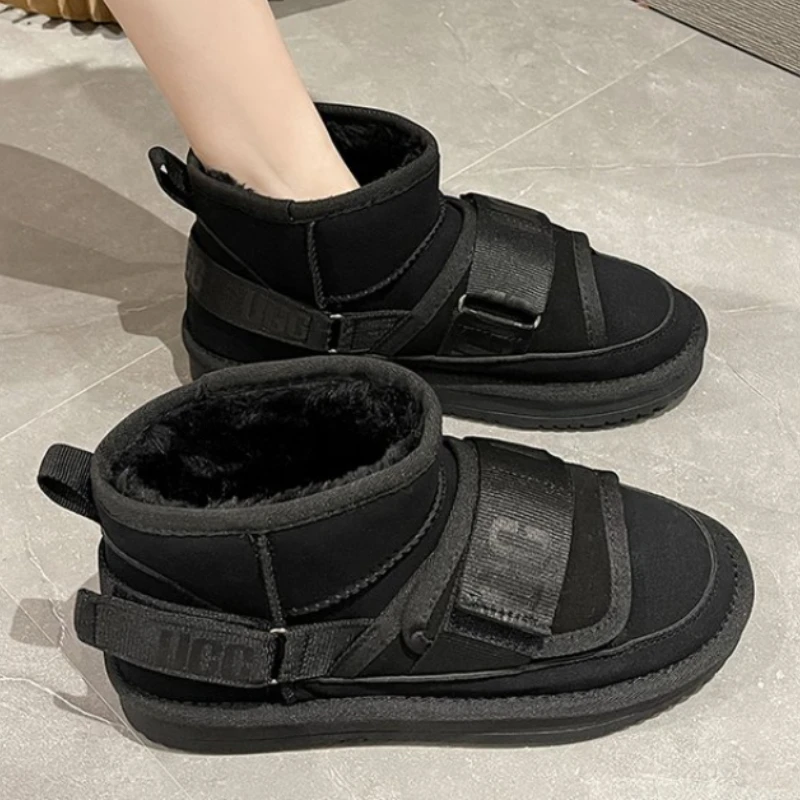 

Autumn Winter 2022 Plush Warm and Anti-skid Snow Boots Women's Fashion Flat Bottomed Sheep Fur Integrated Short Boots