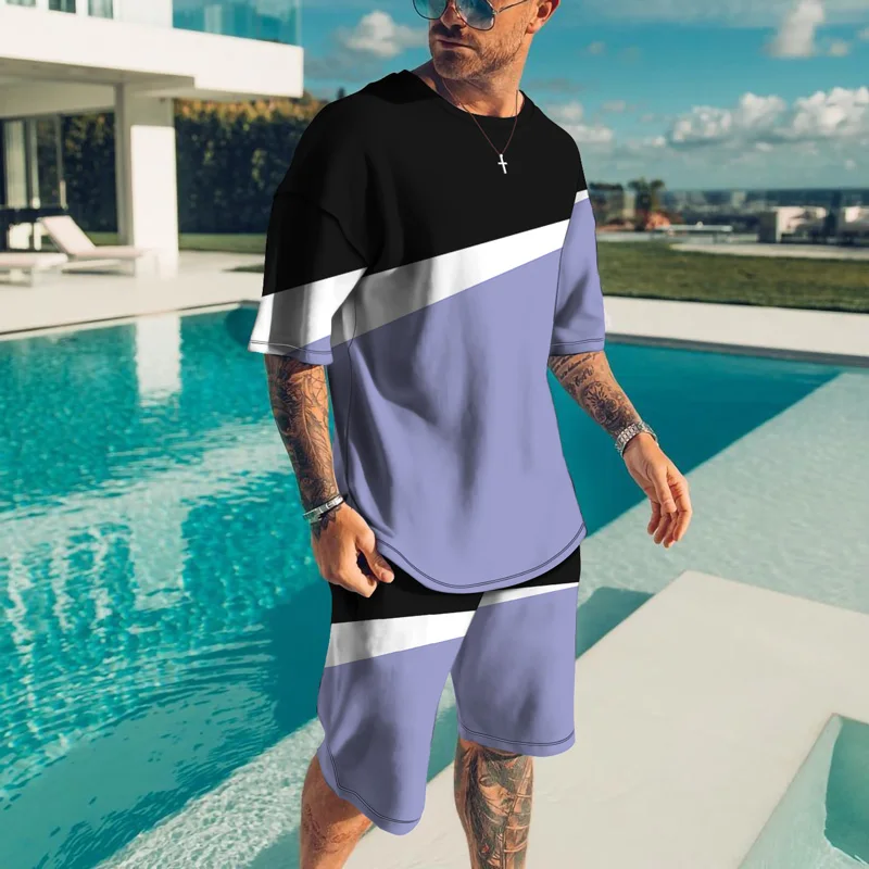Summer New Fashion Tracksuit Set Men Casual T-shirt 3D  Print Trend Men's Crewneck  Sports Short Sleeve Male Jogger Outfits