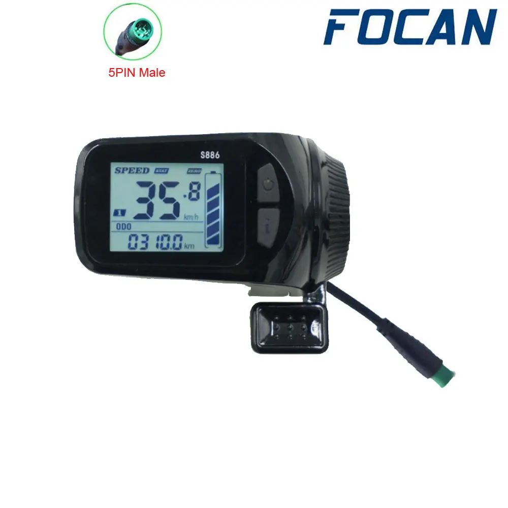

24V/36V/48V/52V/60V S886 Ebike LCD Display Panel Thumb Throttle For Electric Bicycles E-Scooter 5PIN 6PIN Male waterproof