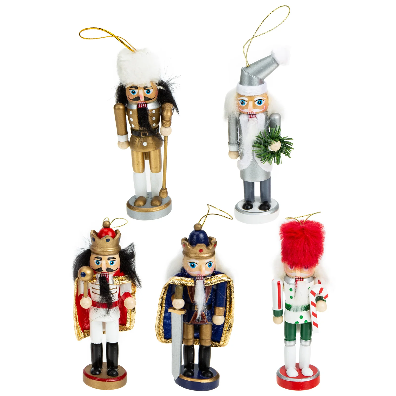 

5pcs Walnut Soldier Pendants Hanging Puppet Xmas Nutcracker Soldier Adornments