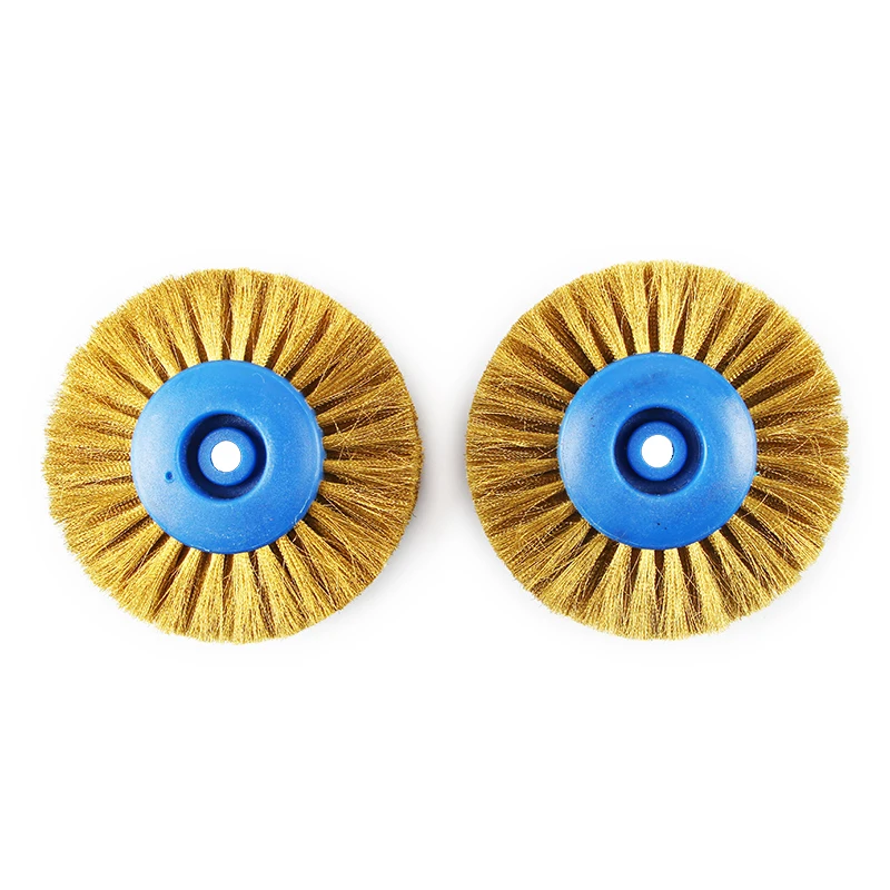 Лучшего качества, инструмент для полировки ювелирных изделий 2 шт 4C 78 мм, латунная проволочная колесная щетка с синей пластиковой втулкой