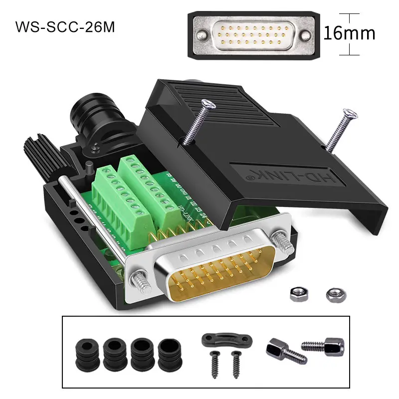 

DB26 Беспаечный разъем, 26-контактный, 3-рядный, штекер-мама, промышленный класс DB 26 D-SUB, адаптер монтажной платы