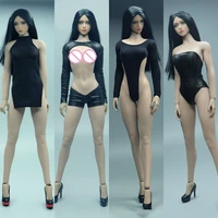 16 scale female clothes sexy miniskirt leather high slit tube jumpsuit topless leather bodycon clothes for 12 action figure