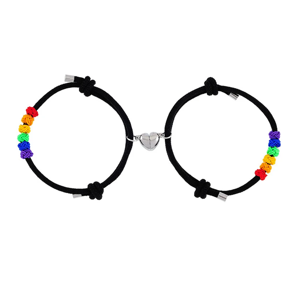 

2pcs Adjustable Rainbow Couples Bracelets Connection Bracelets for Couples