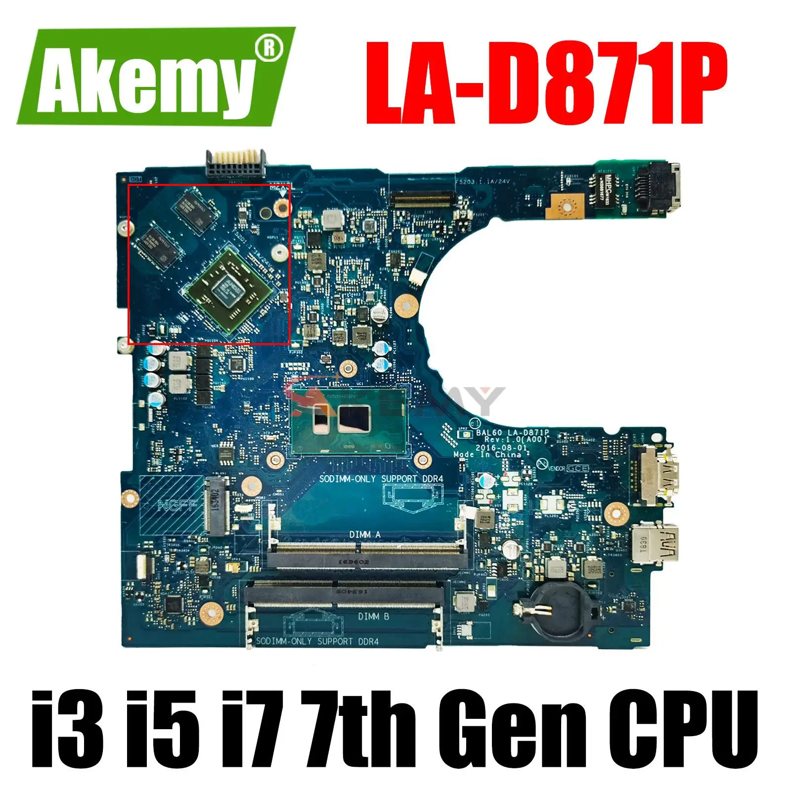 Работая для dell inspiron 5566 5468 материнская плата BAL60 LA-D871P i3-6006u тестирование - купить по