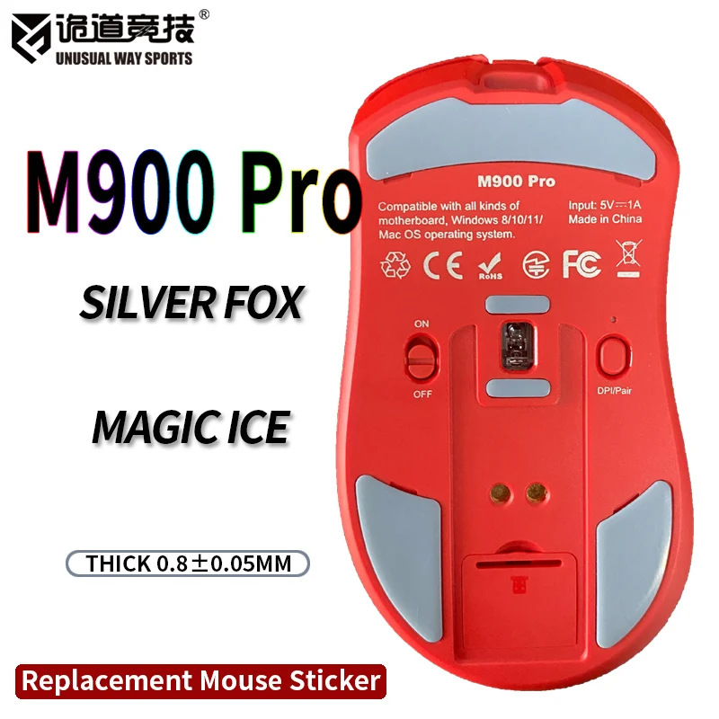 Фото НеобычныеWaySports Коньки для мыши Ножки M900 Pro с изогнутой поверхностью ПТФЭ с защитой от опрокидывания Многослойный Волшебный лед Серебряная лиса №1