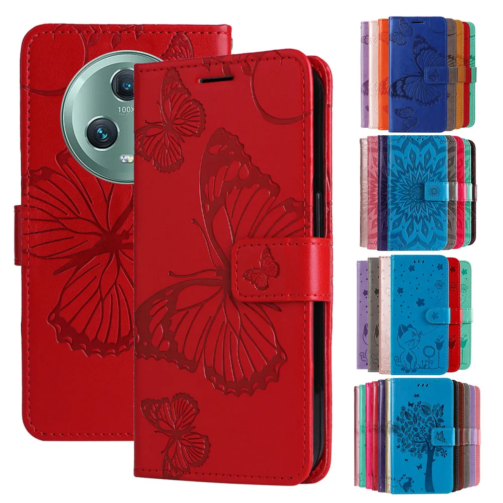 

Honor Magic5 Pro Case Flip Wallet Leather Cover for Huawei HonorMagic 5Pro Magic5Pro 5G Cute Embossed Cards Full Protect Cover