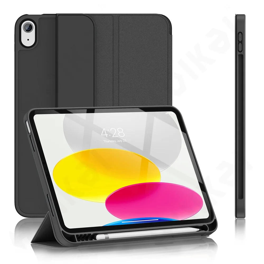 

Чехол для iPad 10 10.9th 2022 Pro 11 12,9 тройной Стенд смарт-чехол с мягкой задней крышкой из ТПУ с автоматическим спящим режимом и пробуждением Чехол-де...