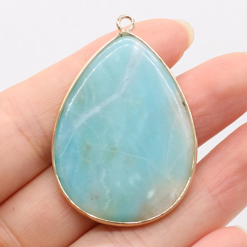 10PCS Wholesale New Natural Semi-precious Stone Amazonite Drop-shaped Pendant MakingDIY Necklace Bracelet Jewelry Accessory Gift