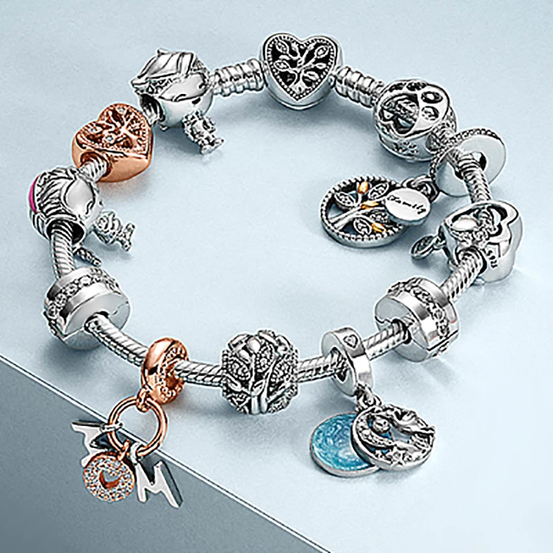 

925 sterling silver the most popular flower season boys and girls growth mother's day tree of life pandora bracelets for women
