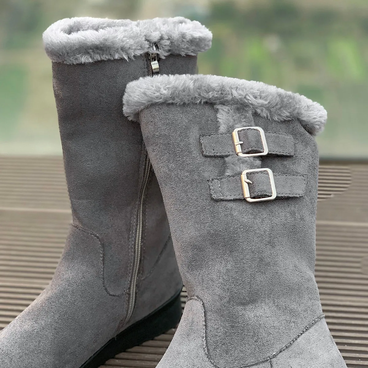 Зимние женские черные сапоги до середины икры классические зимние ботинки на