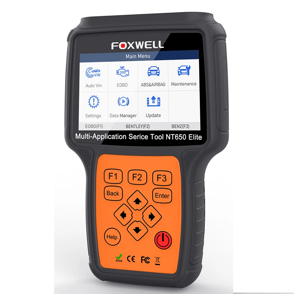 

Автомобильный диагностический инструмент FOXWELL NT650 Elite OBD2, диагностический инструмент с 26 функциями сброса, считыватель кодов для масла SAS ABS DPF EPB TPMS OBDII, Автомобильный сканер