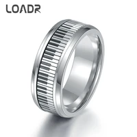 loadr creative black and silver keys rotatable men rings luxury brand design stainless steel ring party valentines day jewelry