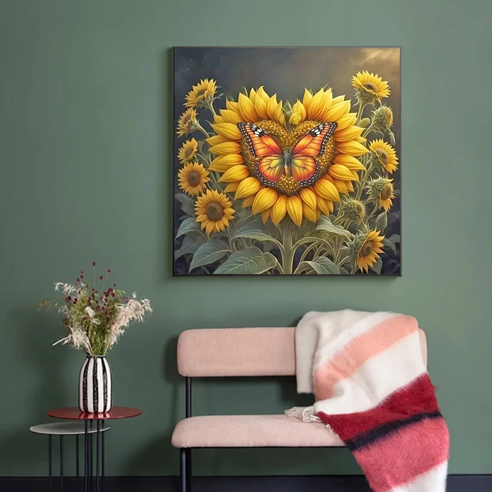 Huacan Набор Алмазной Живописи Полный Круглый Сверл Подсолнух Тай Чи Инь Ян Пейзаж