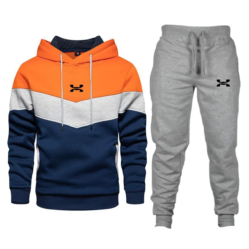 Men's Tracksuit Running Casual Hoodies Sweatpants Two Piece Sets Winter Sports Suit Outdoor Sweatshirt Set Fashion Male Clothing