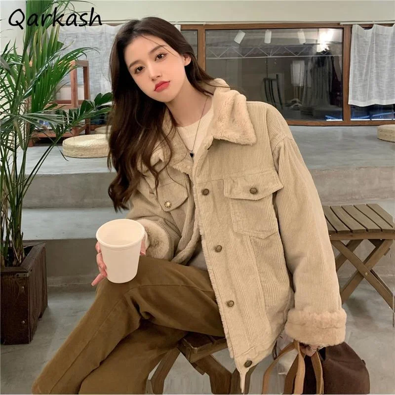 

Jackets Women Outwear Mujer Casual Baggy Retro Student College Daily Solid Winter Popular New Arrival Unisex Simply Cozy Classy