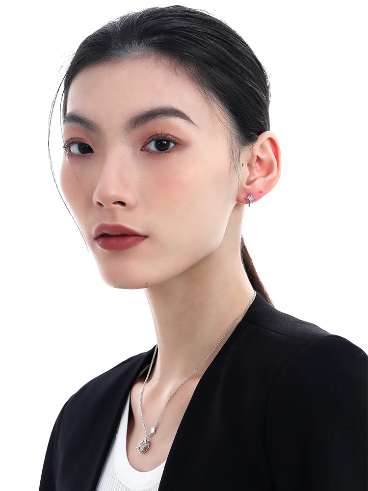 Voyage Eight Awn Star Light Luxury Zircon Stud Earrings Small Women Men's Design Sense Advanced Fashion Man Ea...