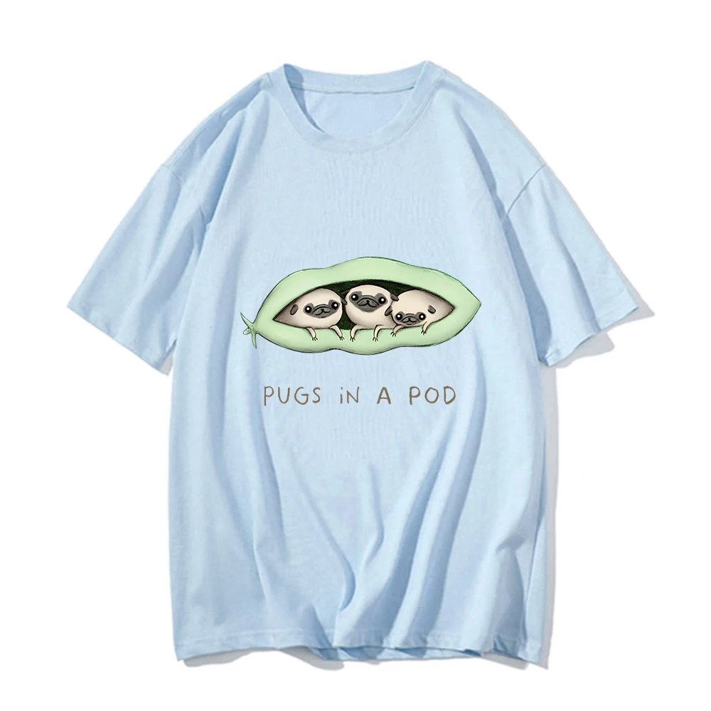 

Pug Dog Tshirt Men/women Kawaii Graphic Shirts 100% Cotton Clothes Print Creative T Shirt Four Seasons Casual Loose T-shirt