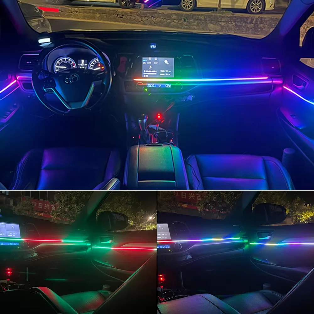141822 в 1, 213, 64-цветный RGB светодиодный интерьерный стример, симфонический автомобильный окружающий свет, акрил с дистанционным украшением, атмосферная лампа (art.: 3920cc3a8fe4e) - 3920cc3a8fe4e