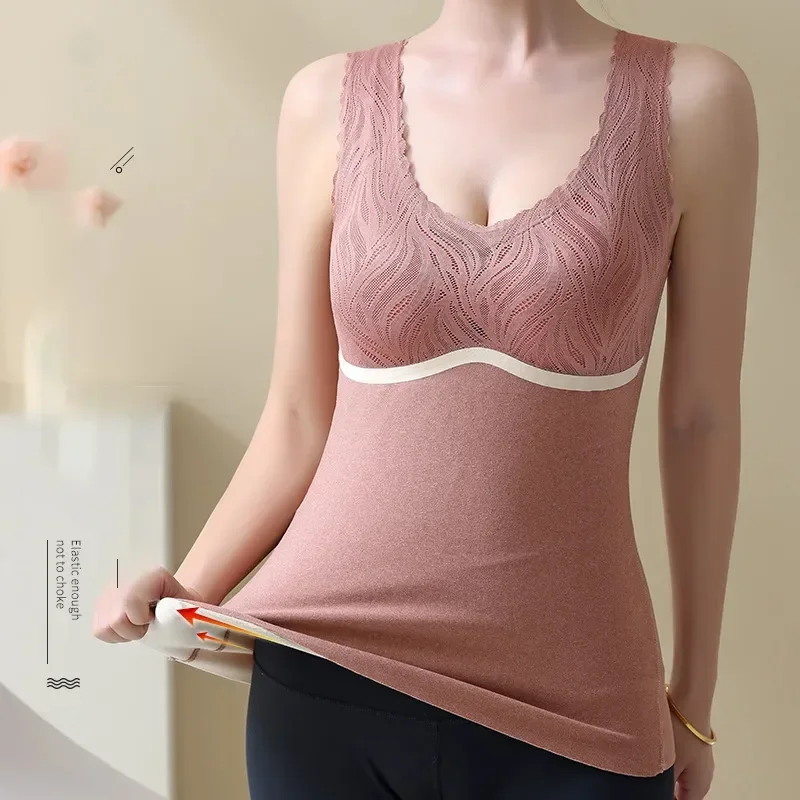 

Термобелье женское нижнее белье облегающий кружевной теплый бесшовный жилет большого размера зимнее женское боди с V-образным вырезом