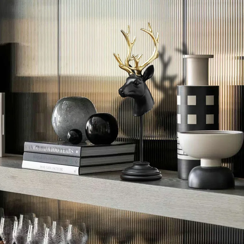 Настольные украшения с головой черного оленя книжная полка из смолы в виде для