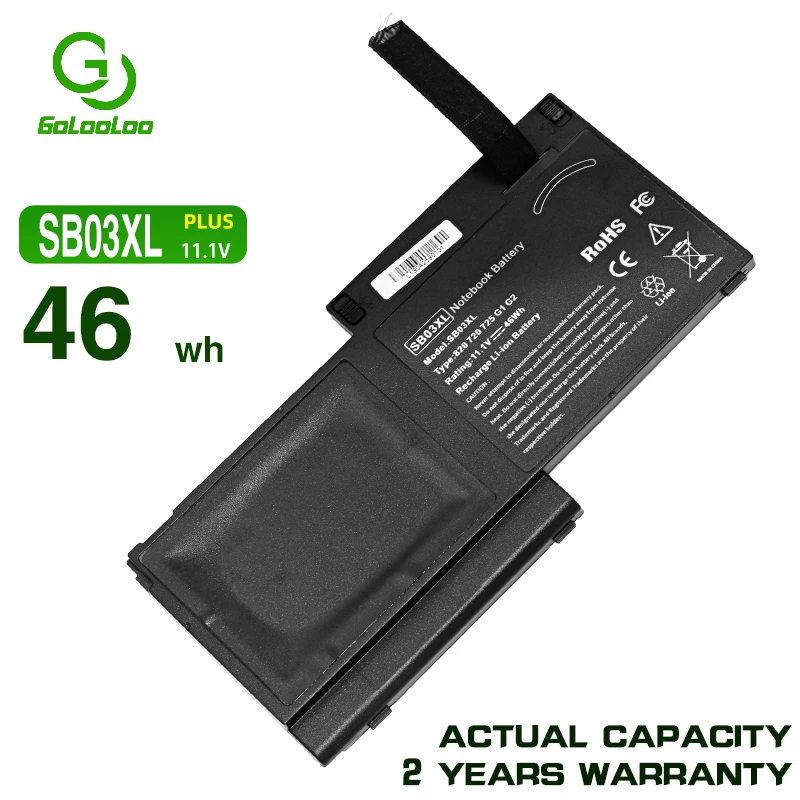 

Golooloo 11.1V 46Wh SB03XL Battery For HP EliteBook 820 720 725 G1 G2 HSTNN-IB4T HSTNN-l13C HSTNN-LB4T SB03046XL 717378-001