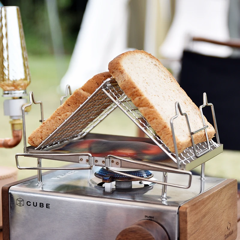 

Glamping Outdoor Camping Picnic Toast Bread Rice Cake Cooking Roaster Mini Grill Mesh Net BBQ Cuisine Equipment Gear Bushcraft