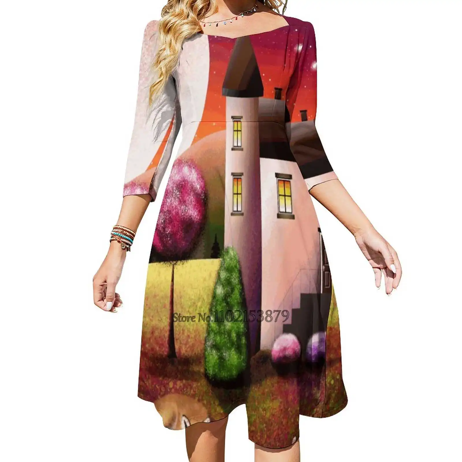 

Платье с открытой спиной и квадратным вырезом, на завязках