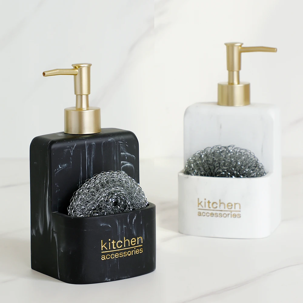 

Kitchen accessories Sink Countertop Liquid Hand Soap Dispenser Pump Bottle Caddy with Storage Compartment Holds Stores Scrubbers
