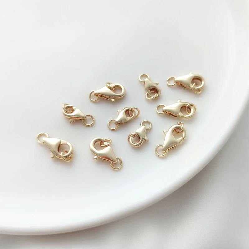 Корейская позолоченная латунная застежка-карабин 14 к с 2 замкнутыми кольцами