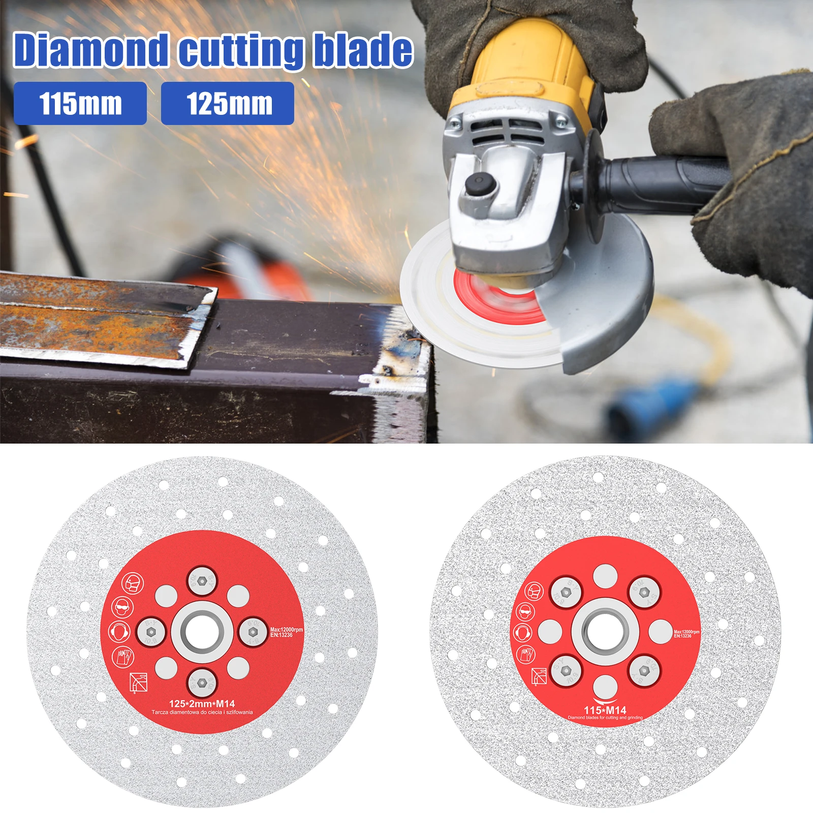 

Алмазный шлифовальный круг 115/125 мм, износостойкий круглый диск для резки металла из марганцевой стали под мрамор