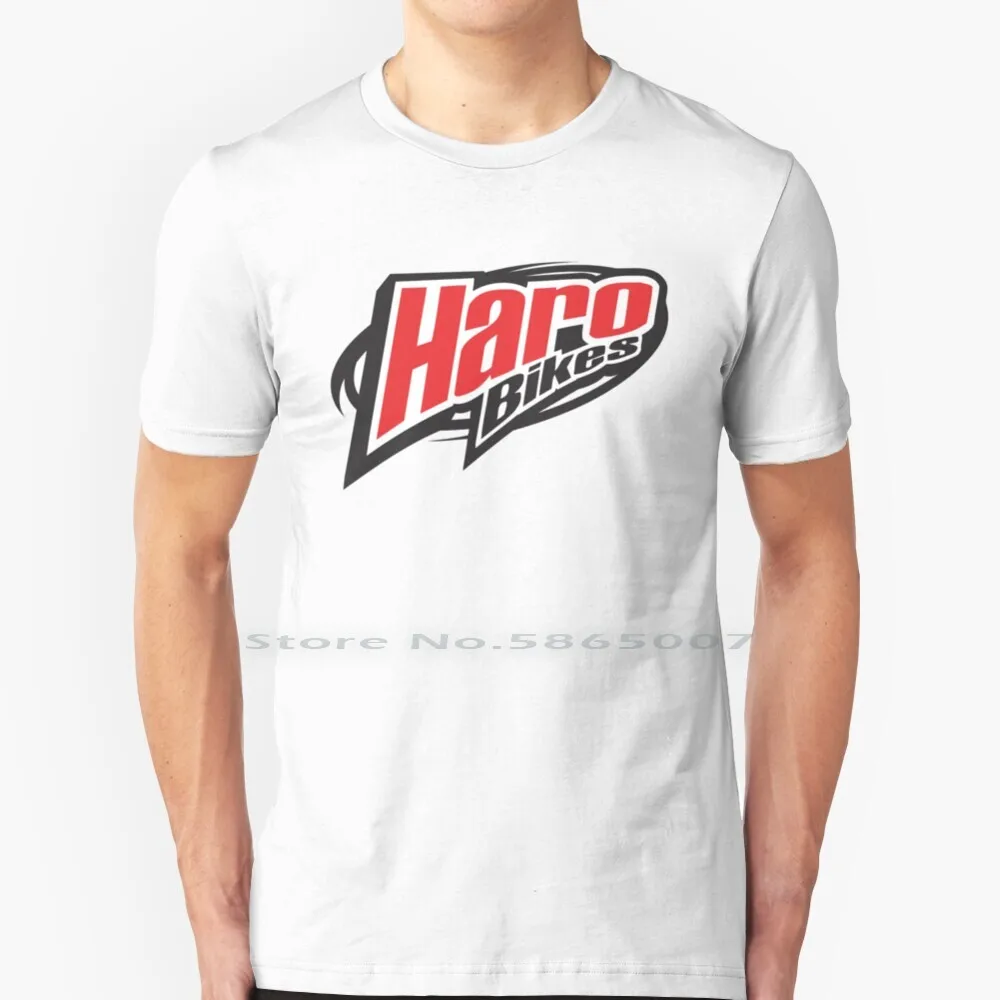 T Shirt 100% Cotton Bmx Bike Haro Black White Blue Logo Race