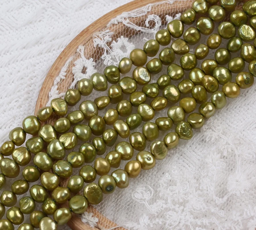 

Очаровательное ожерелье из жемчуга неправильной формы в стиле барокко зеленого цвета 6-7 мм, аксессуары «сделай сам», модные ювелирные изделия для женщин без отделки