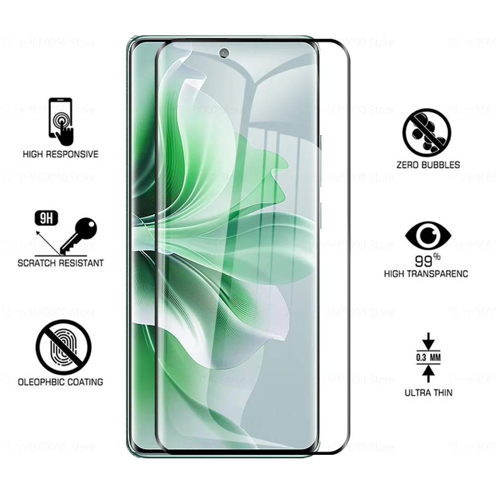 3 шт. 100D защитный стеклянный чехол с полным покрытием для Oppo Reno11 Pro 5G закаленное