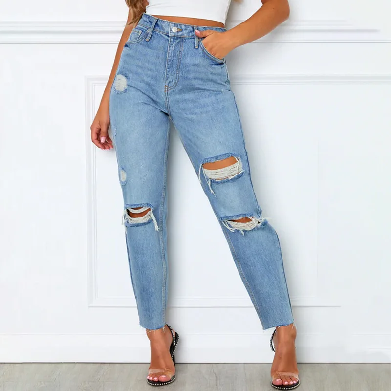 

Fashion Women Jeans Low Waist Hip Lift Ripped Skinny Denim Pencil Pants Slim Fit Trousers Stretch Hole Pant Plus Size Streetwear