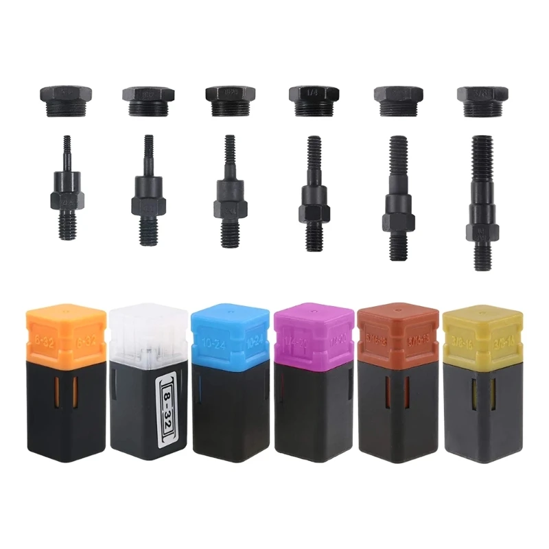

6PCS Rivet Nut Kit Antirust Riveter Tips 6-32 8-32 10-24 1/4-20 5/16-18 3/8-16