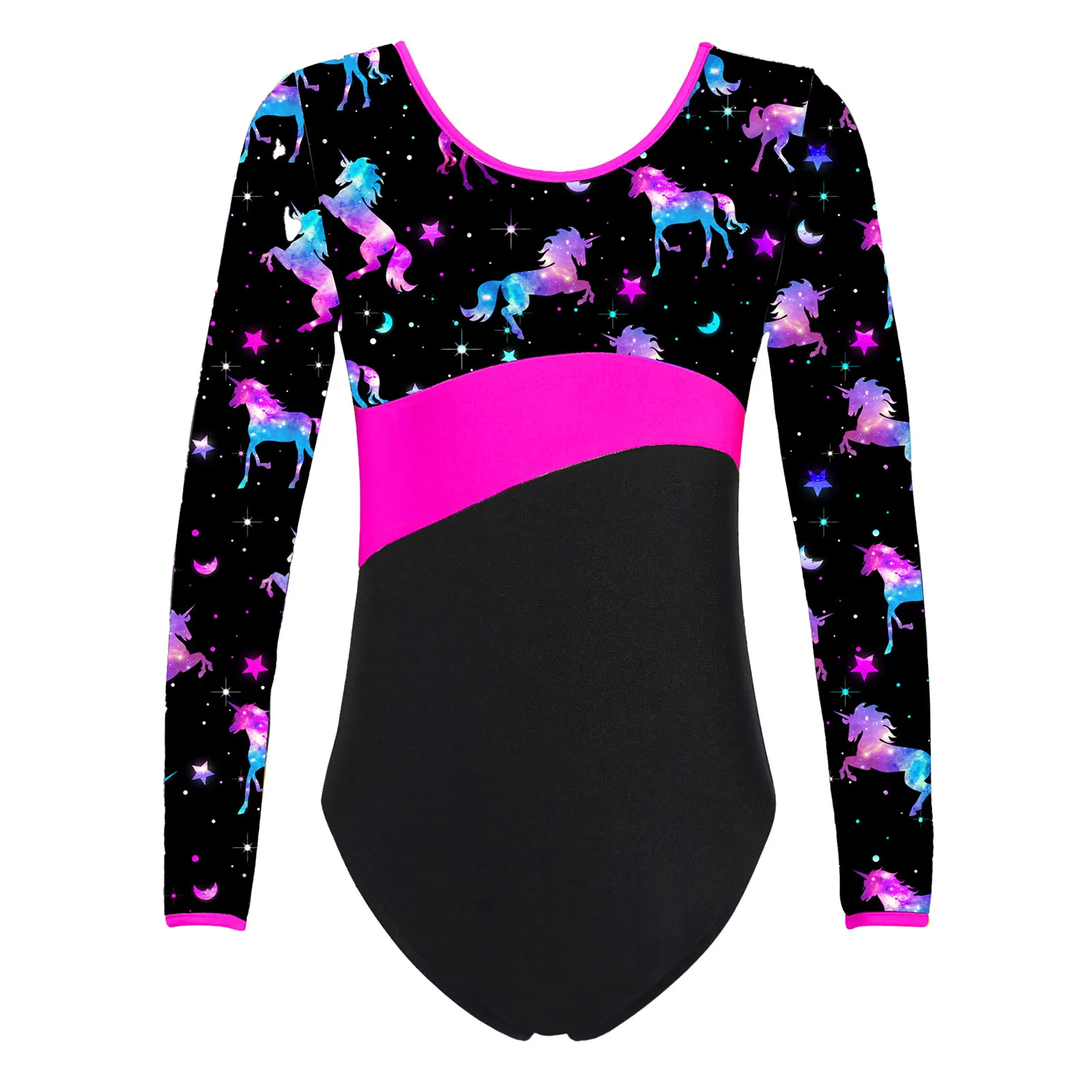 

Kids Girls Stars Print Modern Ballet Costume Long Sleeves Pilates Ballet Dance Leotard Bodysuit Gymnastics Swimsuit for Dancing