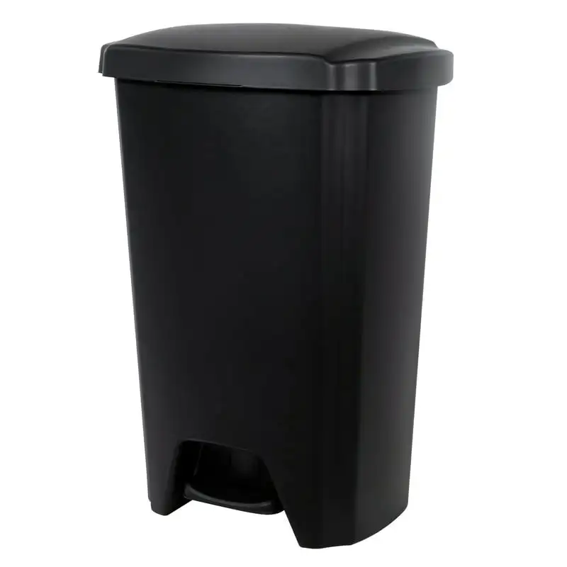 

Gallon Trash Can, Plastic Step On Kitchen Trash Can, Black