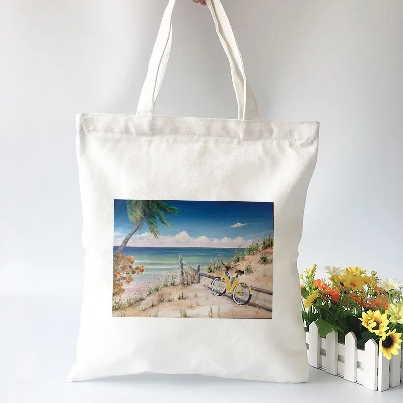 

2022 Shopper Oil Painting Landscape Printed Tote Bag Women Harajuku Shopper Handbag Girl Shoulder Shopping Bag Lady Canvas Bag