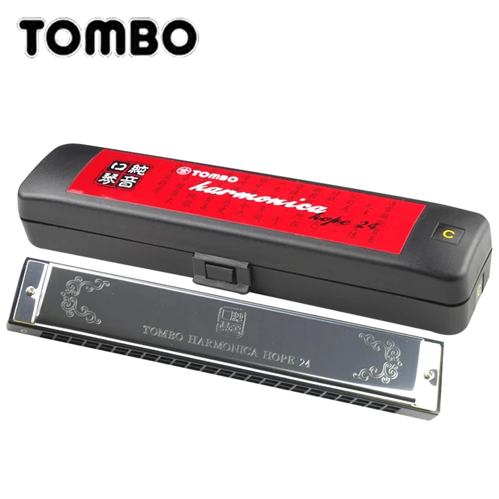

Tombo Hope 24 Tremolo 6624P Harmonica 24 Hole Brass Reeds Blues Harp Mouth Organ Key C ABS Comb Music Instruments Silver Tombo