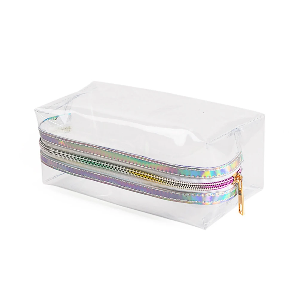 

Teenage Makeup Bag Large Capacity Pencil Case Transparent PVC Waterproof Storage Pouch Multipurpose Easy Clean Visible Portable