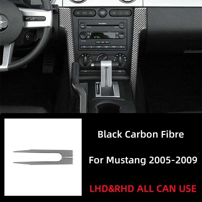 

For Ford Mustang GT 2005-2009 S197 Accessories Carbon Fiber Car Left of Radio AC Console Trim Strip Cover Sticker Decal Decor