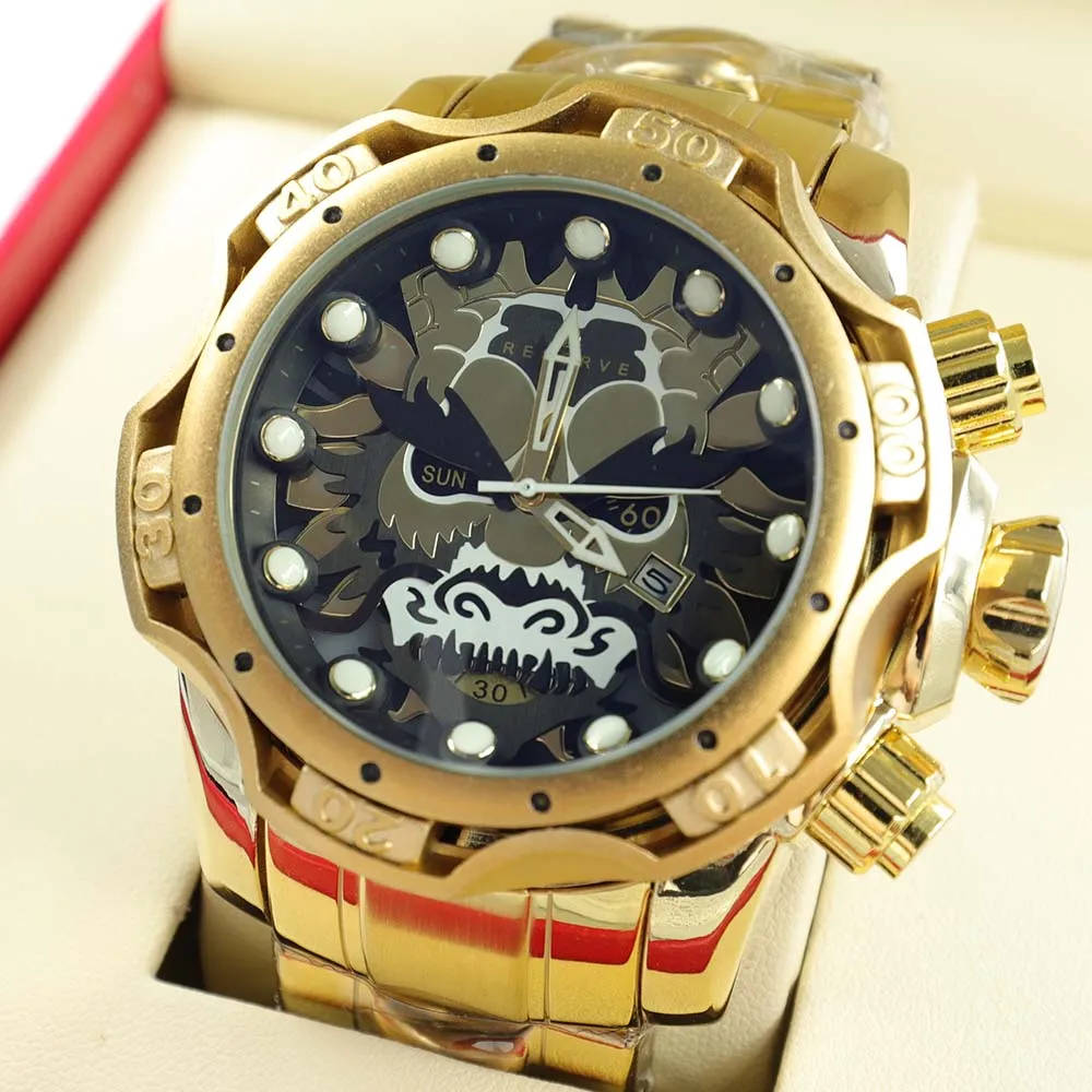 

Lion Marked Undefeated Reserve Original Brand Men's Watch Large Dial Sport Style Stainless Steel Automatic Date Quartz AAA Clock