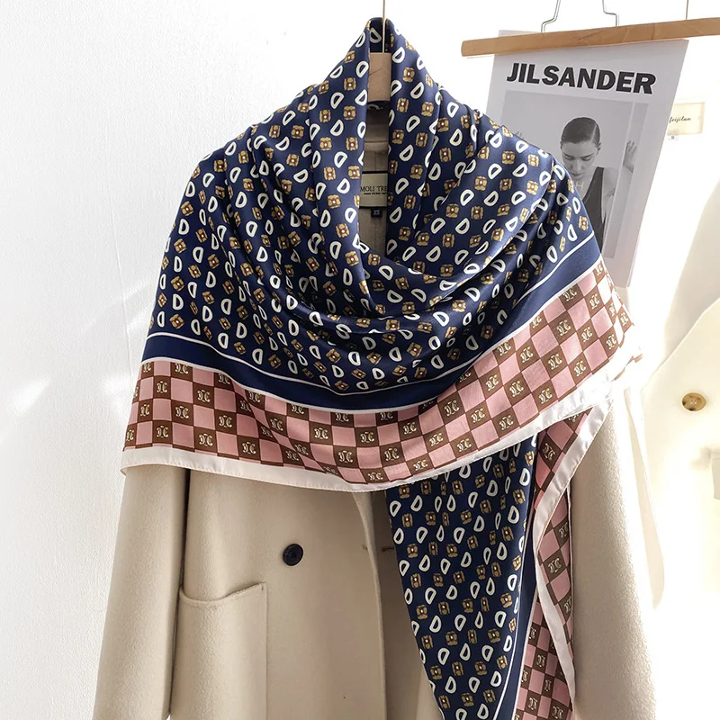 

140*140cm Luxury new design silk Scarf Foulard Bandana Big squares Shawl Wrap Lady Hijab muffler women female wholesale
