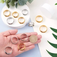 12pcs stainless steel grooved finger ring settings golden fashion stainless steel color for jewelry making gift diy ring