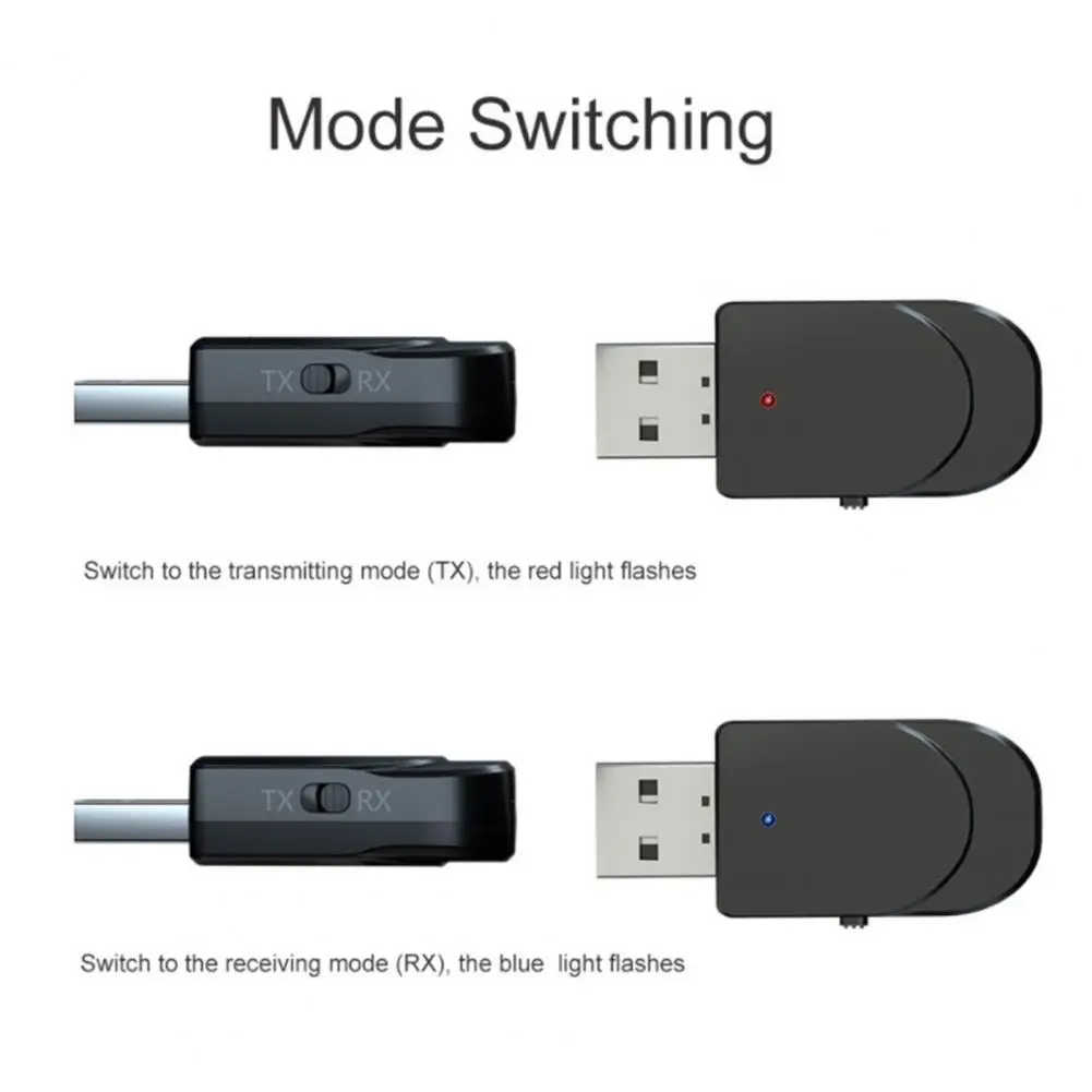 

Wireless Adapter Dongle Practical Stereo Plug Play Bluetooth-compatible 5.0 USB Computer Audio Transceiver for Car