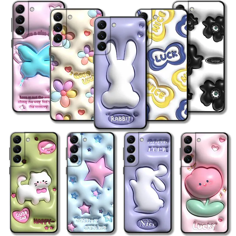 

Luck Cat Floral 3D Style Pattern For Samsung Galaxy S23 S21 Plus S22 Ultra 5G S20 FE S9 S8 S10 Lite S10e Phone Funda