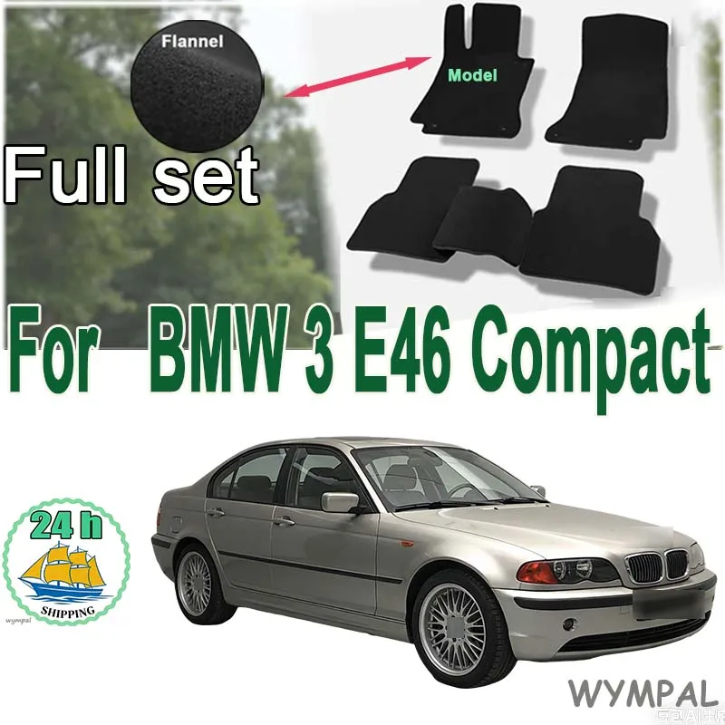 Фото Велюровые передние коврики для BMW 3 E46 Compact Coupe Sedan Station Wagon Touring (1998-2007) - черные, без запаха, огнестойкие №1