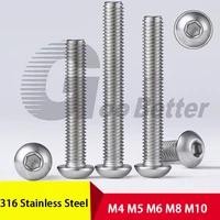 a4 316 stainless steel round head hex socket screws m4 m5 m6 m8 m10 pan head allen screw bolts length 6 100mm